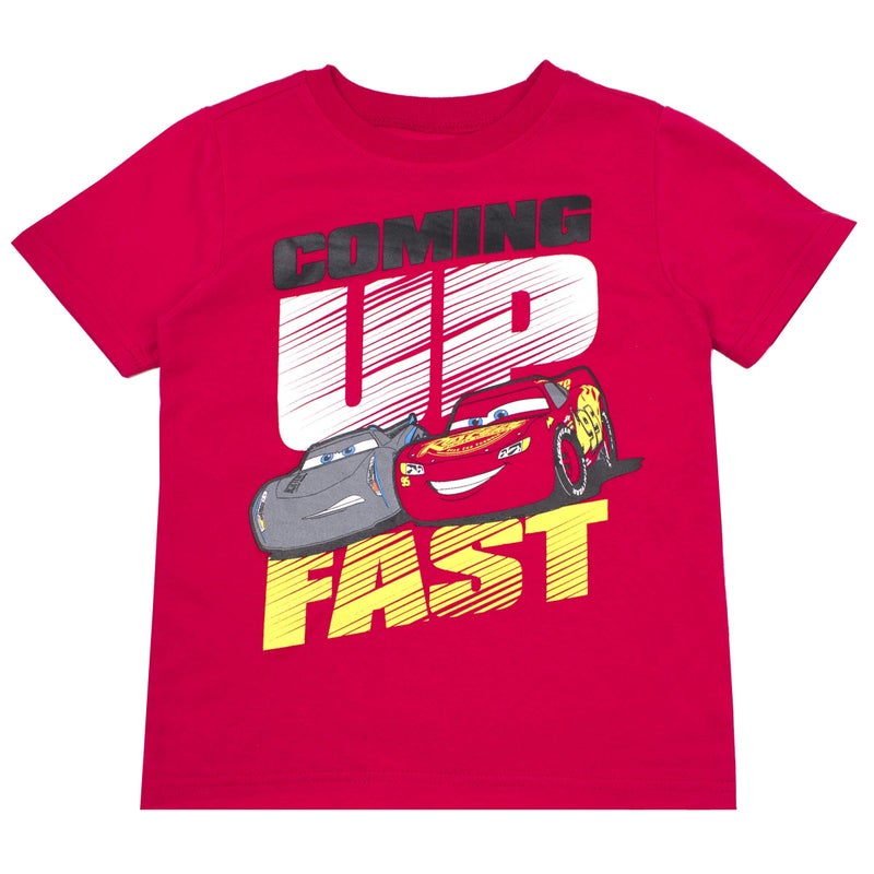 Disney Lightning McQueen Boys Cars 3-Pack Short Sleeve T-Shirts for Toddler to Big Kids (2T - 7) Red - Image 4